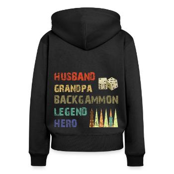 Backgammon Spiel - Frauen Premium Bio Zip Hoodie - Schwarz - Hinten - Julia (174cm)