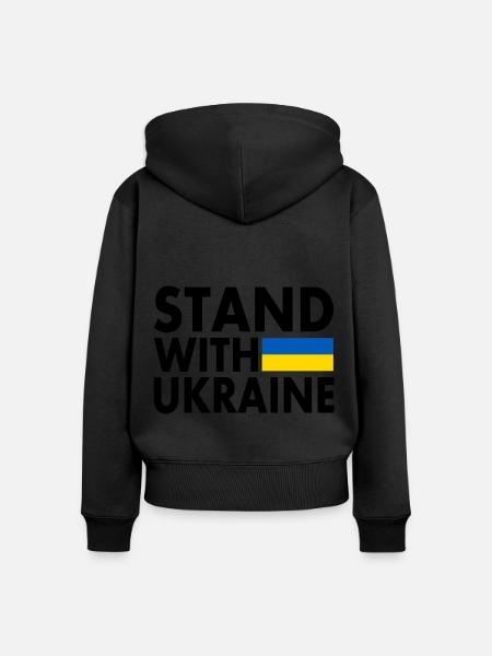 stand with ukraine - Frauen Premium Bio Zip Hoodie - Schwarz