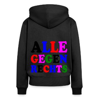 Alle gegen rechts - Frauen Premium Bio Zip Hoodie - Schwarz - Hinten - Julia (174cm)