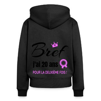 40 ans anniversaire femme millésime 1983 humour - Sweat à capuche zippé Premium bio Femme - noir - Dos - Julia (174cm)