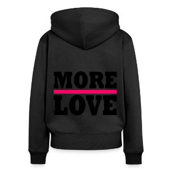 More love - Women's Premium Organic Zip Hoodie - black - Back - Julia (174cm)