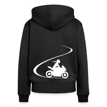 Motorcyclist Super athlete bike curves biker - Women's Premium Organic Zip Hoodie - black - Back - Julia (174cm)