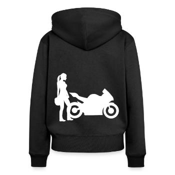 Motocycliste Supersporter Femme Dame moto - Sweat à capuche zippé Premium bio Femme - noir - Dos - Julia (174cm)