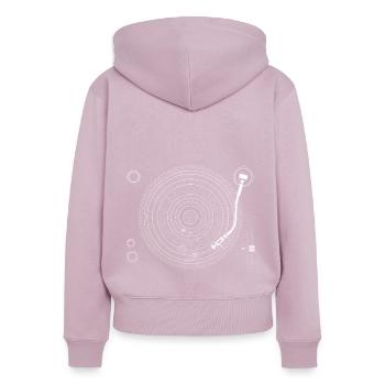 Plateau tournant du système solaire - Sweat à capuche zippé Premium bio Femme - rose poudré - Dos - Julia (174cm)