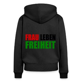 Frau leben freiheit - Frauen Premium Bio Zip Hoodie - Schwarz - Hinten - Julia (174cm)