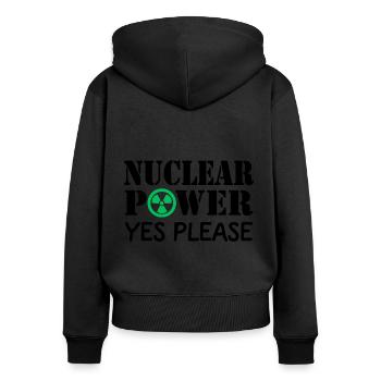 Atomkraft, Ja bitte, Ja zu Kernenergie - Frauen Premium Bio Zip Hoodie - Schwarz - Hinten - Julia (174cm)