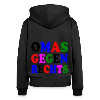 Omas gegen rechts - Frauen Premium Bio Zip Hoodie - Schwarz - Hinten - Julia (174cm)