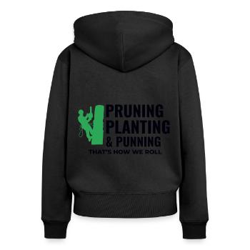 Baumpfleger Baumchirurg Kletterer Klettertrimmer - Frauen Premium Bio Zip Hoodie - Schwarz - Hinten - Julia (174cm)