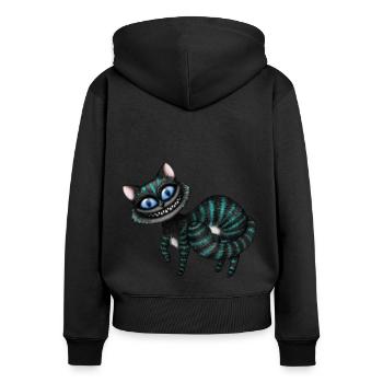 Blue Cheshire Cat - Women's Premium Organic Zip Hoodie - black - Back - Julia (174cm)