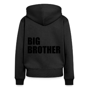 Big brother - Sweat à capuche zippé Premium bio Femme - noir - Dos - Julia (174cm)