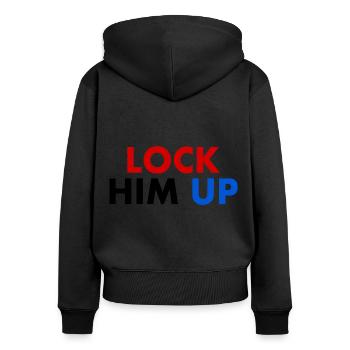 Lock him up - Sweat à capuche zippé Premium bio Femme - noir - Dos - Julia (174cm)