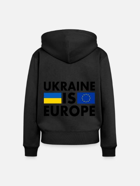 Ukraine is europe - Sweat à capuche zippé Premium bio Femme - noir