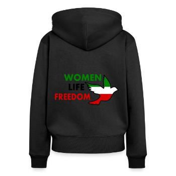 Women life freedom - Sweat à capuche zippé Premium bio Femme - noir - Dos - Julia (174cm)