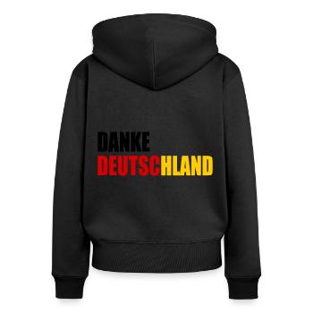 Danke deutschland - Frauen Premium Bio Zip Hoodie - Schwarz - Hinten - Julia (174cm)