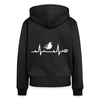 ECG de fréquence cardiaque Seagull - Sweat à capuche zippé Premium bio Femme - noir - Dos - Julia (174cm)