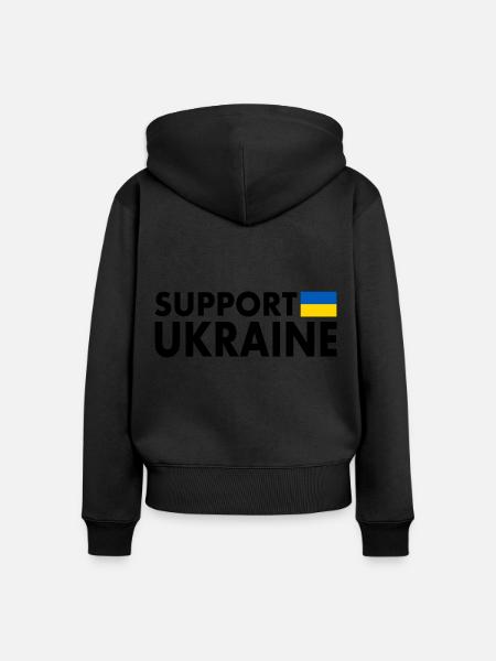 Support ukraine - Frauen Premium Bio Zip Hoodie - Schwarz