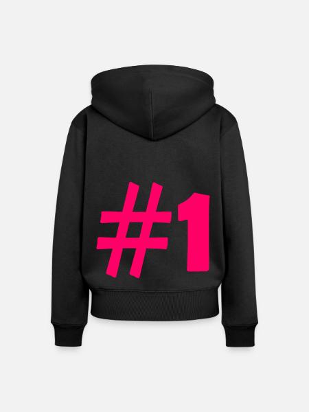 #1 - Frauen Premium Bio Zip Hoodie - Schwarz