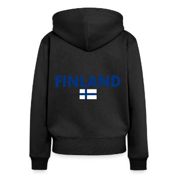 Finlande - Sweat à capuche zippé Premium bio Femme - noir - Dos - Julia (174cm)