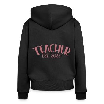 Enseignant Est. 2023 Diplôme d’enseignant Cadeau d’enseignant - Sweat à capuche zippé Premium bio Femme - noir - Dos - Julia (174cm)