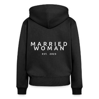 2023 Brautdusche Hochzeitsgeschenk - Frauen Premium Bio Zip Hoodie - Schwarz - Hinten - Julia (174cm)