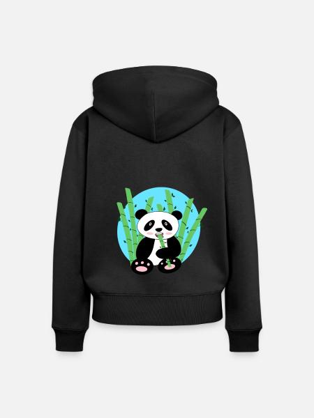 Panda und Bambus - Frauen Premium Bio Zip Hoodie - Schwarz
