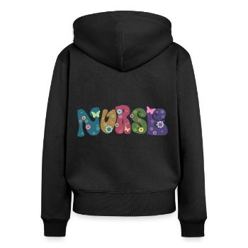 Cool Flower Nurse Cadeau pour les infirmières futures infirmières - Sweat à capuche zippé Premium bio Femme - noir - Dos - Julia (174cm)