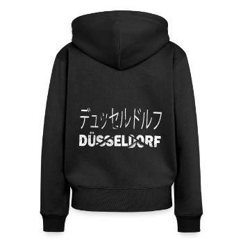 Düsseldorf Deutschland Japan Japanisch Schrift - Frauen Premium Bio Zip Hoodie - Schwarz - Hinten - Julia (174cm)