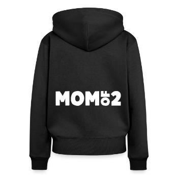 Mom of 2 - Frauen Premium Bio Zip Hoodie - Schwarz - Hinten - Julia (174cm)