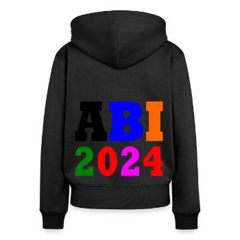 Abi 2024 - Frauen Premium Bio Zip Hoodie - Schwarz - Hinten - Julia (174cm)