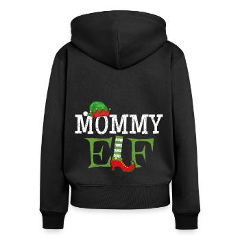 Mommy Elf - Mama der Weihnachts-Elf - Frauen Premium Bio Zip Hoodie - Schwarz - Hinten - Julia (174cm)