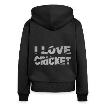 I Love Cricket Cricketer Batsman Sports - Women's Premium Organic Zip Hoodie - black - Back - Julia (174cm)
