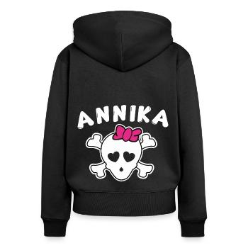 Pirate Annika Design for Girls and Women - Women's Premium Organic Zip Hoodie - black - Back - Julia (174cm)