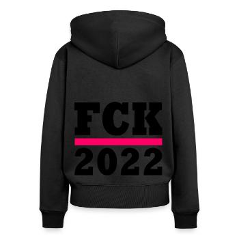Fck 2022 - Sweat à capuche zippé Premium bio Femme - noir - Dos - Julia (174cm)