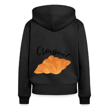 Croissant - Cuisine française - Sweat à capuche zippé Premium bio Femme - noir - Dos - Julia (174cm)
