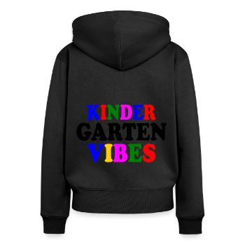 kindergarten vibes - Frauen Premium Bio Zip Hoodie - Schwarz - Hinten - Julia (174cm)