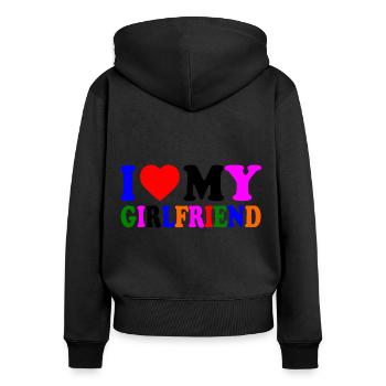 I love my girlfriend - Sweat à capuche zippé Premium bio Femme - noir - Dos - Julia (174cm)