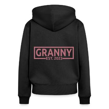 Granny Est. 2023, Grandma To Be, Pregnancy Reveal - Women's Premium Organic Zip Hoodie - black - Back - Julia (174cm)