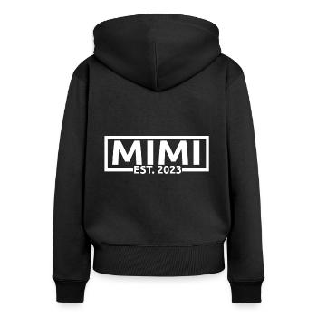 Mimi Est. 2023, Grandma To Be, Pregnancy Reveal - Women's Premium Organic Zip Hoodie - black - Back - Julia (174cm)