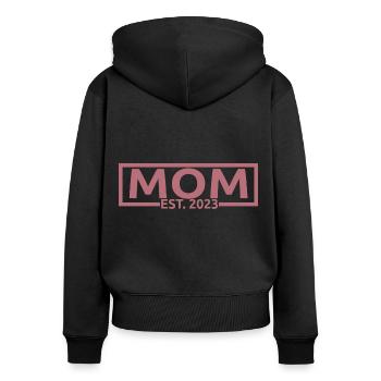 Mom Est. 2023, Mom To Be, Schwangerschaft enthüllen - Frauen Premium Bio Zip Hoodie - Schwarz - Hinten - Julia (174cm)