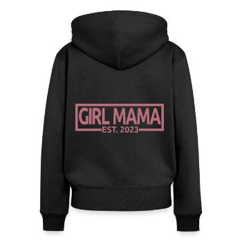 Girl Mama Est. 2023 Baby Shower Révélation de grossesse - Sweat à capuche zippé Premium bio Femme - noir - Dos - Julia (174cm)