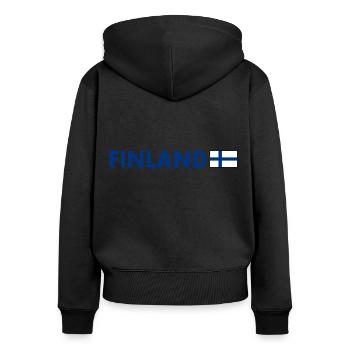 Finnland - Frauen Premium Bio Zip Hoodie - Schwarz - Hinten - Julia (174cm)