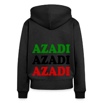 Azadi - Sweat à capuche zippé Premium bio Femme - noir - Dos - Julia (174cm)