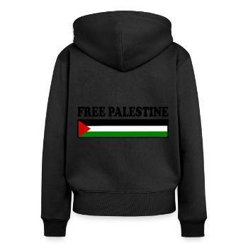 Free palestine - Sweat à capuche zippé Premium bio Femme - noir - Dos - Julia (174cm)