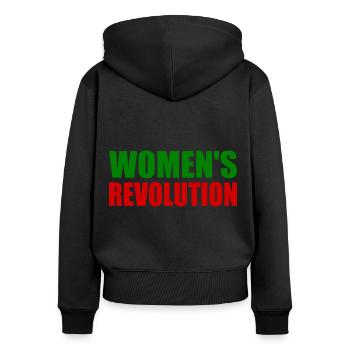 Womens revolution - Frauen Premium Bio Zip Hoodie - Schwarz - Hinten - Julia (174cm)