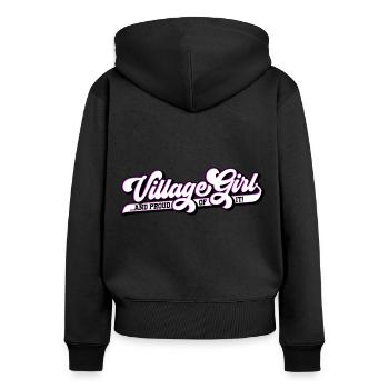 Farben änderbar | Village Girl Dorfmädchen - Frauen Premium Bio Zip Hoodie - Schwarz - Hinten - Julia (174cm)