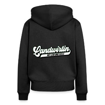 Landwirtin mit Leib & Seele | Farben änderbar - Frauen Premium Bio Zip Hoodie - Schwarz - Hinten - Julia (174cm)