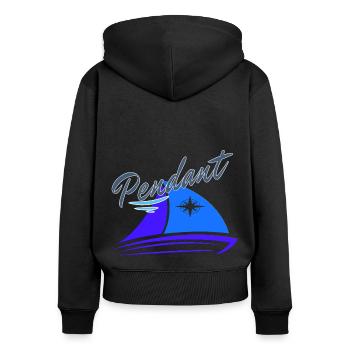 Pendant on board sailor skipper sailingboat sail - Women's Premium Organic Zip Hoodie - black - Back - Julia (174cm)