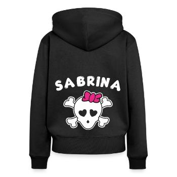 Piratin Sabrina Design für Mädchen und Frauen - Frauen Premium Bio Zip Hoodie - Schwarz - Hinten - Julia (174cm)