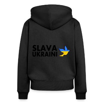 Slava ukraini - Frauen Premium Bio Zip Hoodie - Schwarz - Hinten - Julia (174cm)