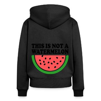 THIS IS NOT A WATERMELON - Sweat à capuche zippé Premium bio Femme - noir - Dos - Julia (174cm)